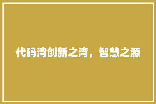 代码湾创新之湾，智慧之源
