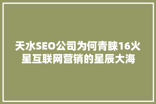 天水SEO公司为何青睐16火星互联网营销的星辰大海