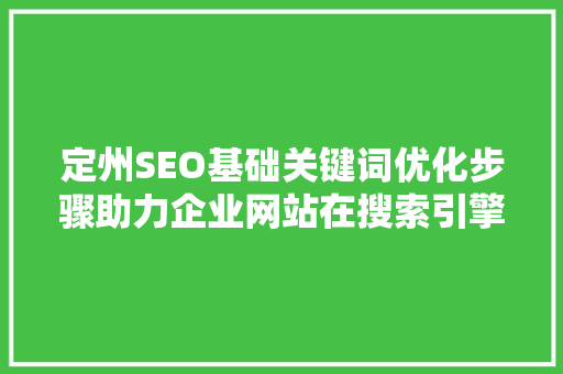 定州SEO基础关键词优化步骤助力企业网站在搜索引擎中脱颖而出