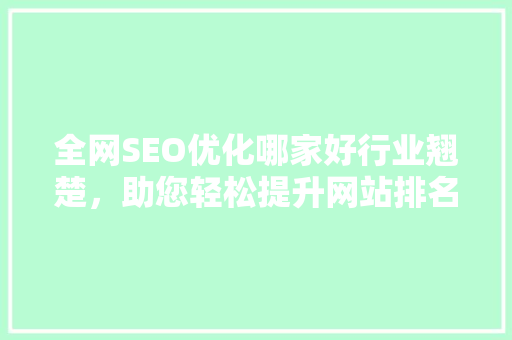 全网SEO优化哪家好行业翘楚，助您轻松提升网站排名