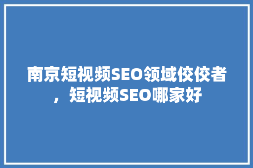 南京短视频SEO领域佼佼者，短视频SEO哪家好