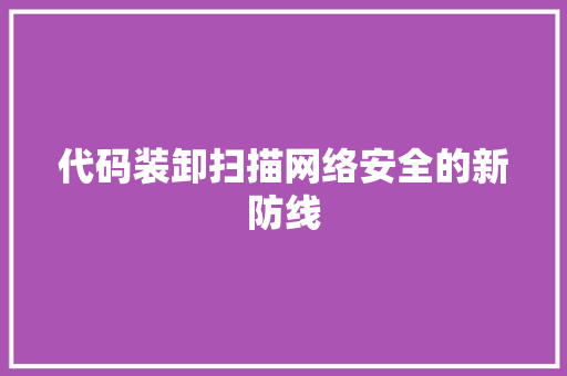 代码装卸扫描网络安全的新防线