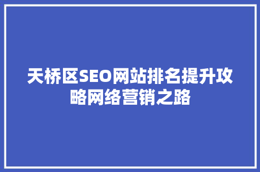 天桥区SEO网站排名提升攻略网络营销之路