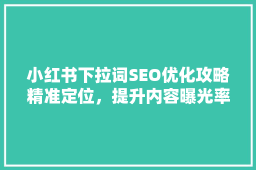 小红书下拉词SEO优化攻略精准定位，提升内容曝光率