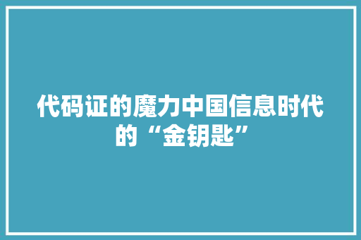 代码证的魔力中国信息时代的“金钥匙”