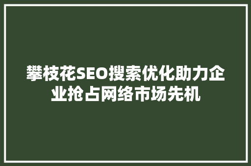 攀枝花SEO搜索优化助力企业抢占网络市场先机