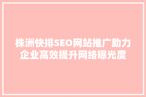 株洲快排SEO网站推广助力企业高效提升网络曝光度