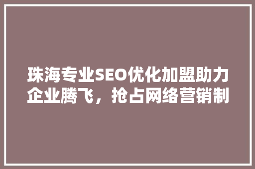 珠海专业SEO优化加盟助力企业腾飞，抢占网络营销制高点