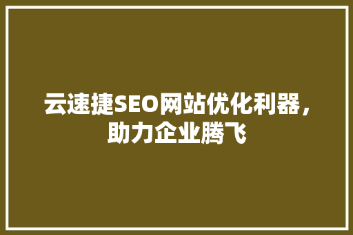 云速捷SEO网站优化利器，助力企业腾飞