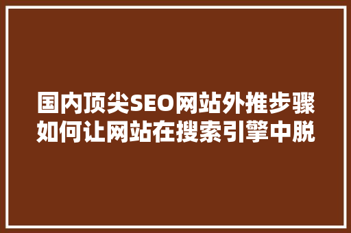 国内顶尖SEO网站外推步骤如何让网站在搜索引擎中脱颖而出