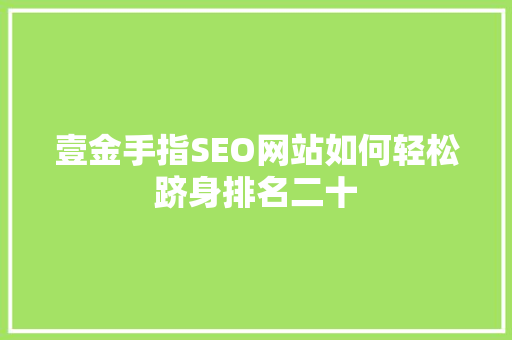 壹金手指SEO网站如何轻松跻身排名二十