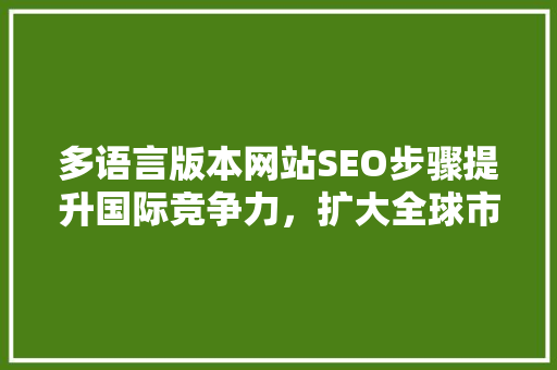 多语言版本网站SEO步骤提升国际竞争力，扩大全球市场影响力