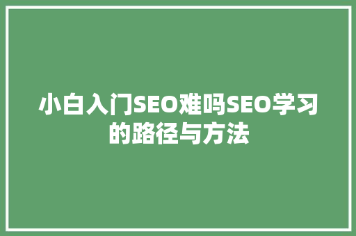 小白入门SEO难吗SEO学习的路径与方法  第1张