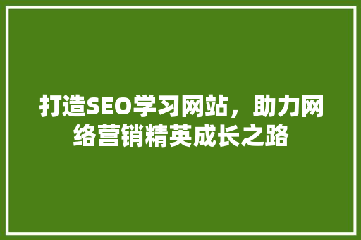 打造SEO学习网站，助力网络营销精英成长之路  第1张