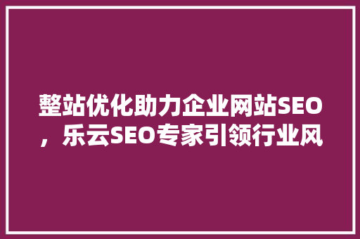 整站优化助力企业网站SEO，乐云SEO专家引领行业风向标