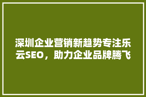 深圳企业营销新趋势专注乐云SEO，助力企业品牌腾飞  第1张