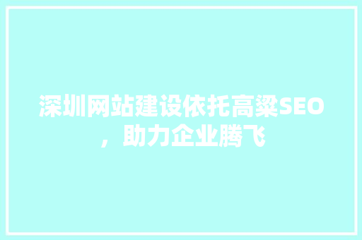 深圳网站建设依托高粱SEO，助力企业腾飞