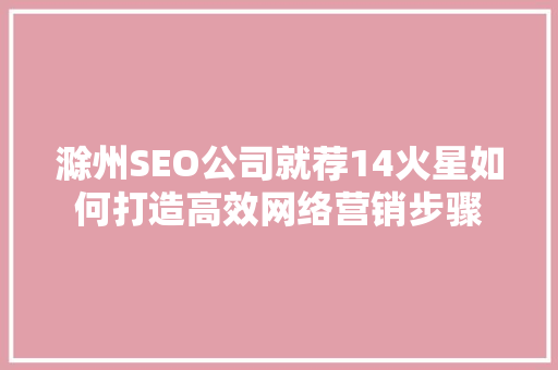 滁州SEO公司就荐14火星如何打造高效网络营销步骤