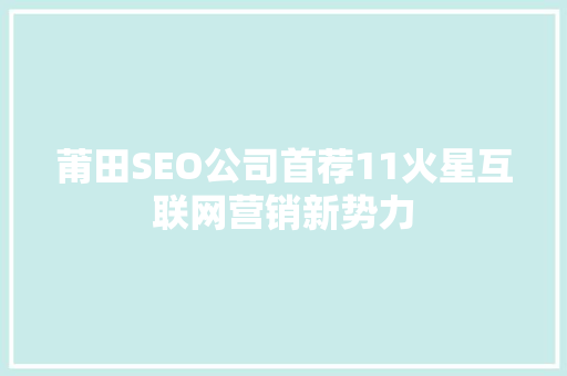 莆田SEO公司首荐11火星互联网营销新势力