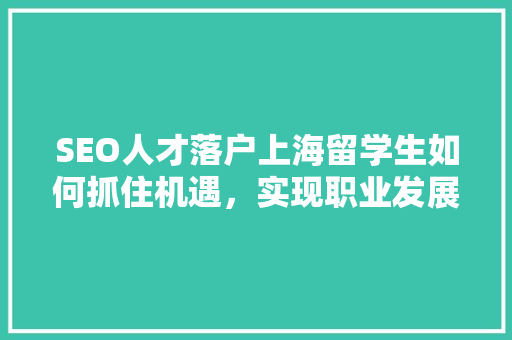 SEO人才落户上海留学生如何抓住机遇，实现职业发展新篇章