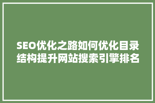 SEO优化之路如何优化目录结构提升网站搜索引擎排名