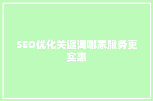 SEO优化关键词哪家服务更实惠