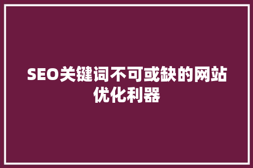 SEO关键词不可或缺的网站优化利器