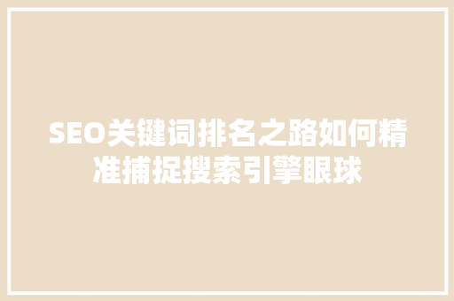 SEO关键词排名之路如何精准捕捉搜索引擎眼球