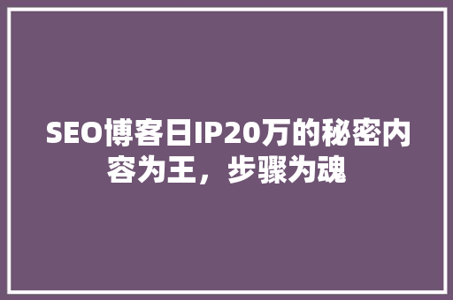 SEO博客日IP20万的秘密内容为王，步骤为魂  第1张