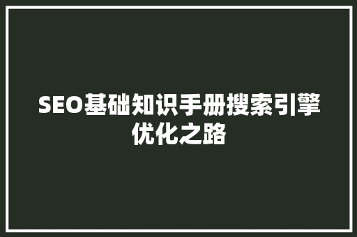 SEO基础知识手册搜索引擎优化之路  第1张