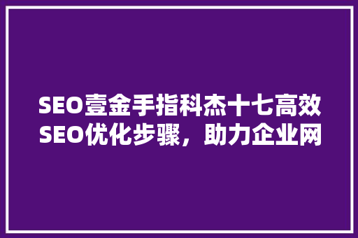 SEO壹金手指科杰十七高效SEO优化步骤，助力企业网站脱颖而出