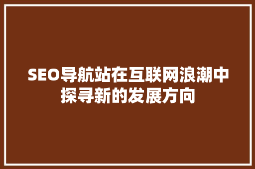 SEO导航站在互联网浪潮中探寻新的发展方向