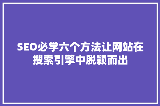 SEO必学六个方法让网站在搜索引擎中脱颖而出  第1张