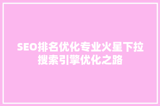 SEO排名优化专业火星下拉搜索引擎优化之路