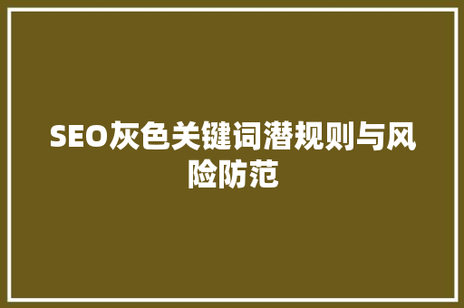 SEO灰色关键词潜规则与风险防范  第1张