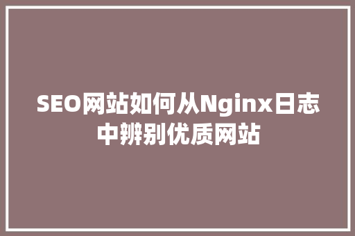 SEO网站如何从Nginx日志中辨别优质网站