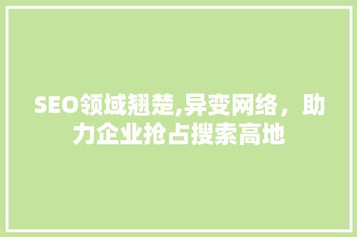 SEO领域翘楚,异变网络，助力企业抢占搜索高地