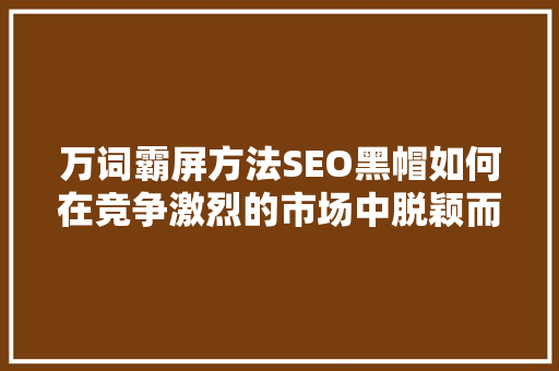 万词霸屏方法SEO黑帽如何在竞争激烈的市场中脱颖而出