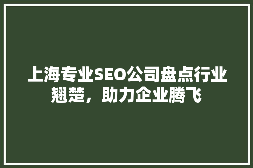 上海专业SEO公司盘点行业翘楚，助力企业腾飞