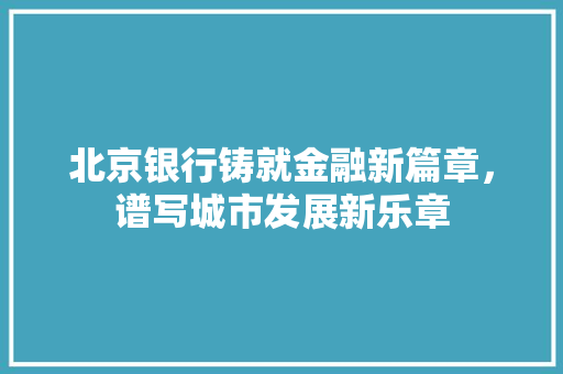 北京银行铸就金融新篇章，谱写城市发展新乐章