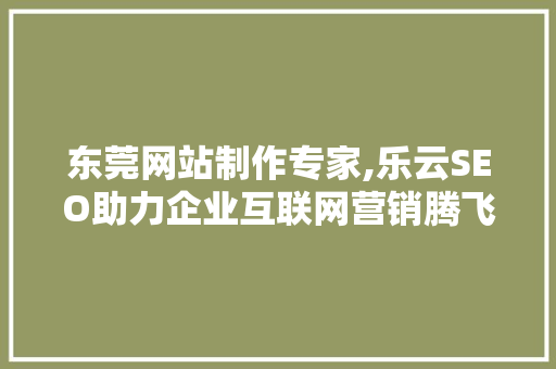 东莞网站制作专家,乐云SEO助力企业互联网营销腾飞