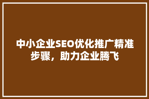 中小企业SEO优化推广精准步骤，助力企业腾飞