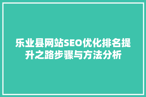 乐业县网站SEO优化排名提升之路步骤与方法分析