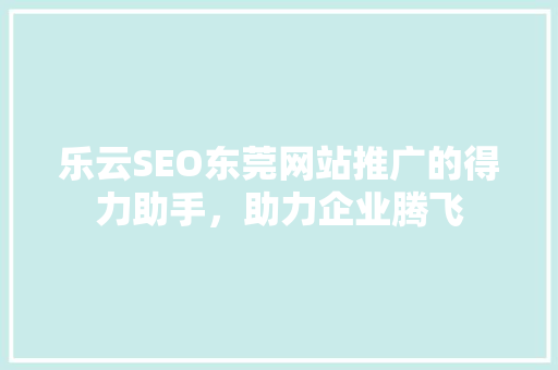 乐云SEO东莞网站推广的得力助手，助力企业腾飞