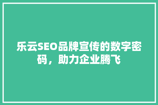乐云SEO品牌宣传的数字密码，助力企业腾飞