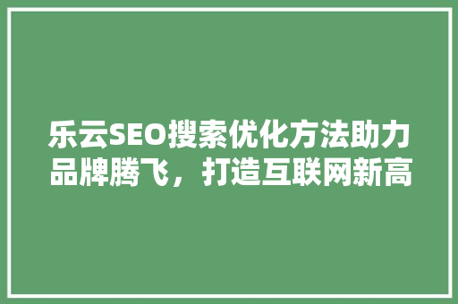 乐云SEO搜索优化方法助力品牌腾飞，打造互联网新高度