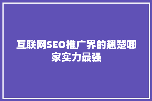 互联网SEO推广界的翘楚哪家实力最强
