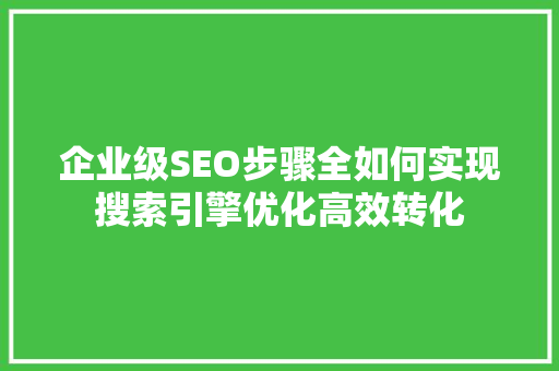 企业级SEO步骤全如何实现搜索引擎优化高效转化  第1张