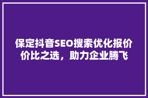 保定抖音SEO搜索优化报价价比之选，助力企业腾飞