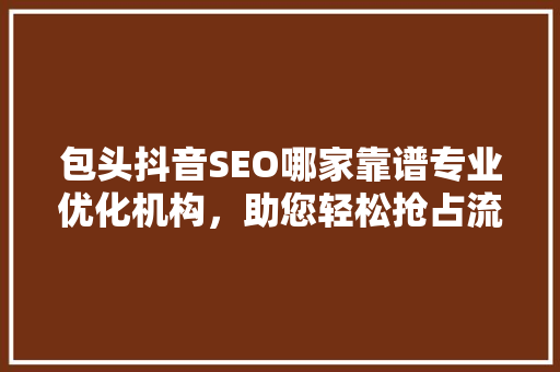 包头抖音SEO哪家靠谱专业优化机构，助您轻松抢占流量高地